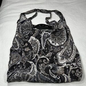 Lands' End Black and Gray Paisley Market Bag